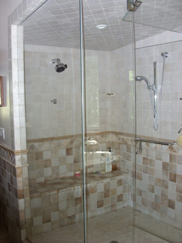 Mosaic Tile and Glass Shower