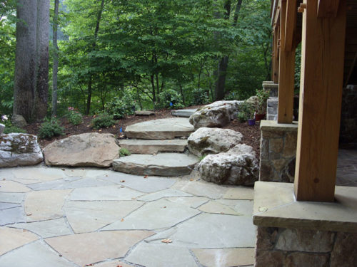 Decorative Stone Patio and Stairs
